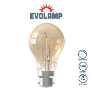 EVOLAMP Dimmable Antique Gold LED Filament GLS B22/BC