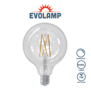 EVOLAMP Dimmable LED Filament 125mm Globe Lamp ES/E27