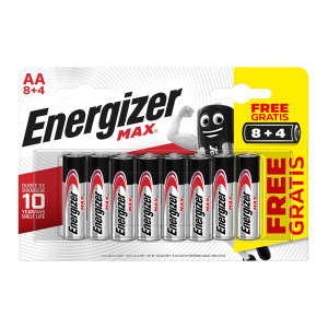 Energizer AA Max Alkaline, Pack of 8+4